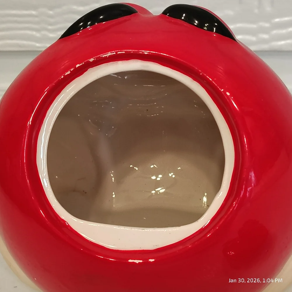 Galerie 2002 Red M&M Cookie Jar Ceramic Red Jar Mars Collectible Kitchen Decor